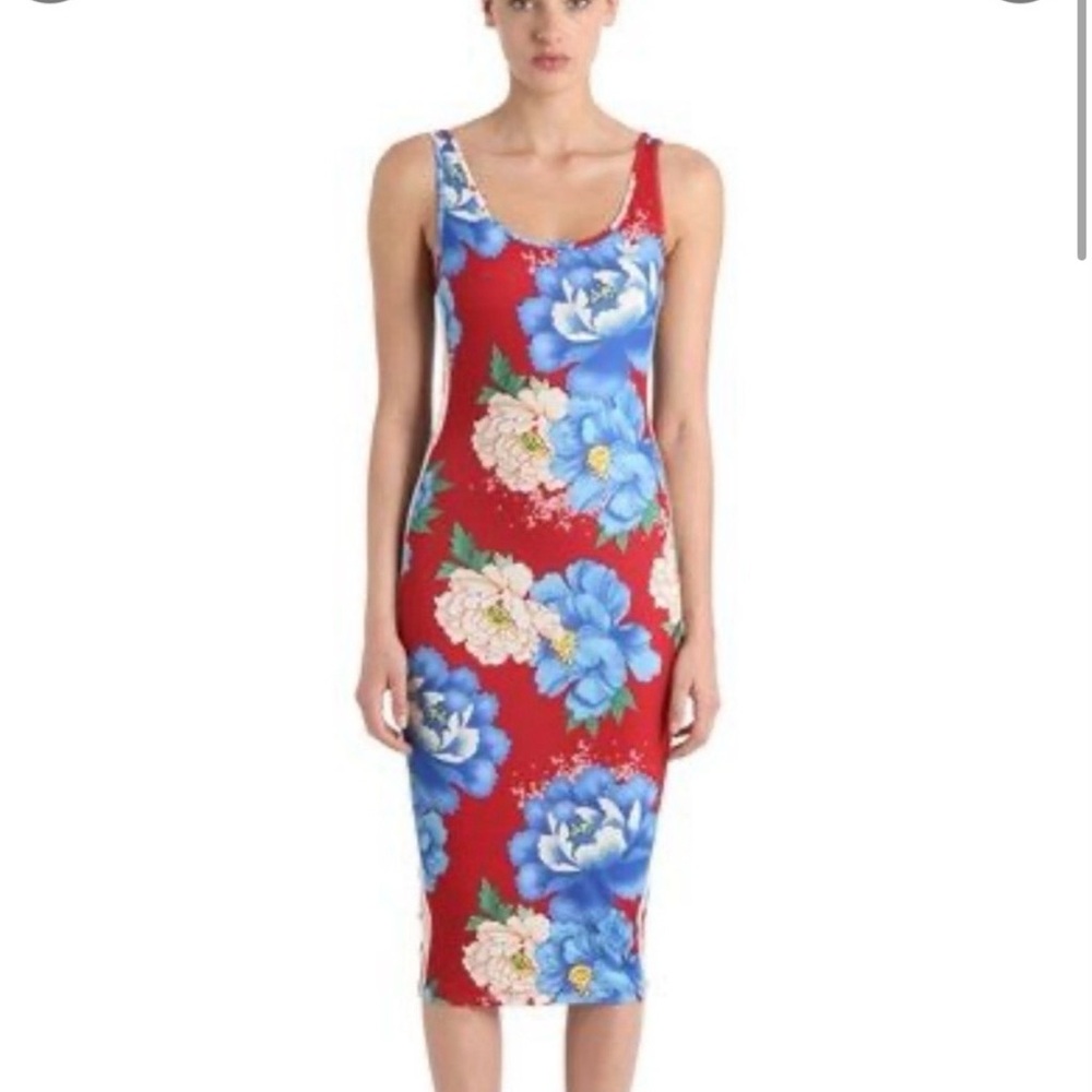 Adidas Originals x FARM Rio Chita Tank Dress Bodycon‎ S Stripes Floral Red Small - Picture 2 of 16